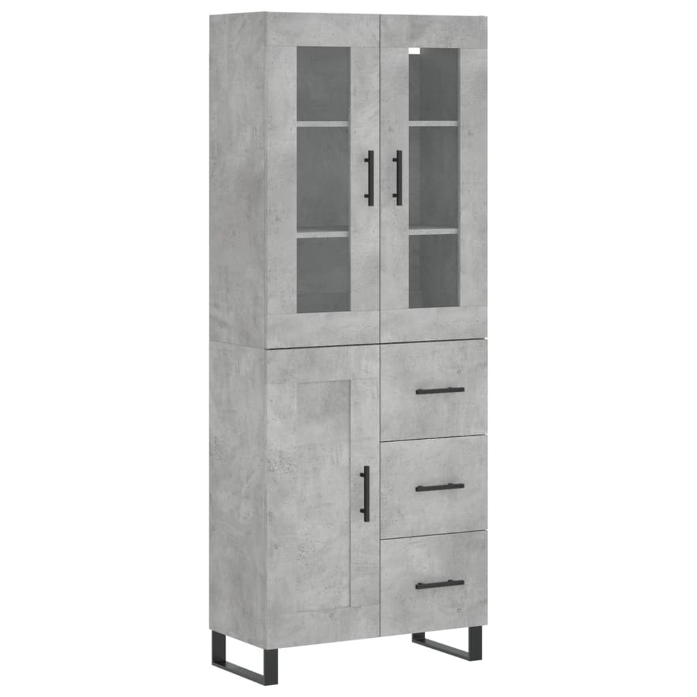 Buffet bahut commode armoire meuble de rangement organisateur cuisine salle de séjour salon haut 69,5 x 34 x 180 cm bois d'in