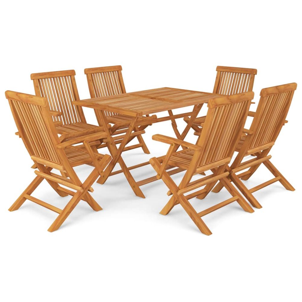 Salon de jardin 7 pcs bois de teck massif