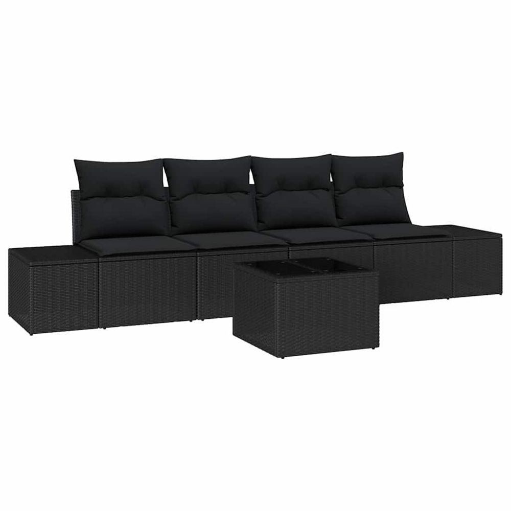 Ensemble de canapés 5 pc noir polyrotin