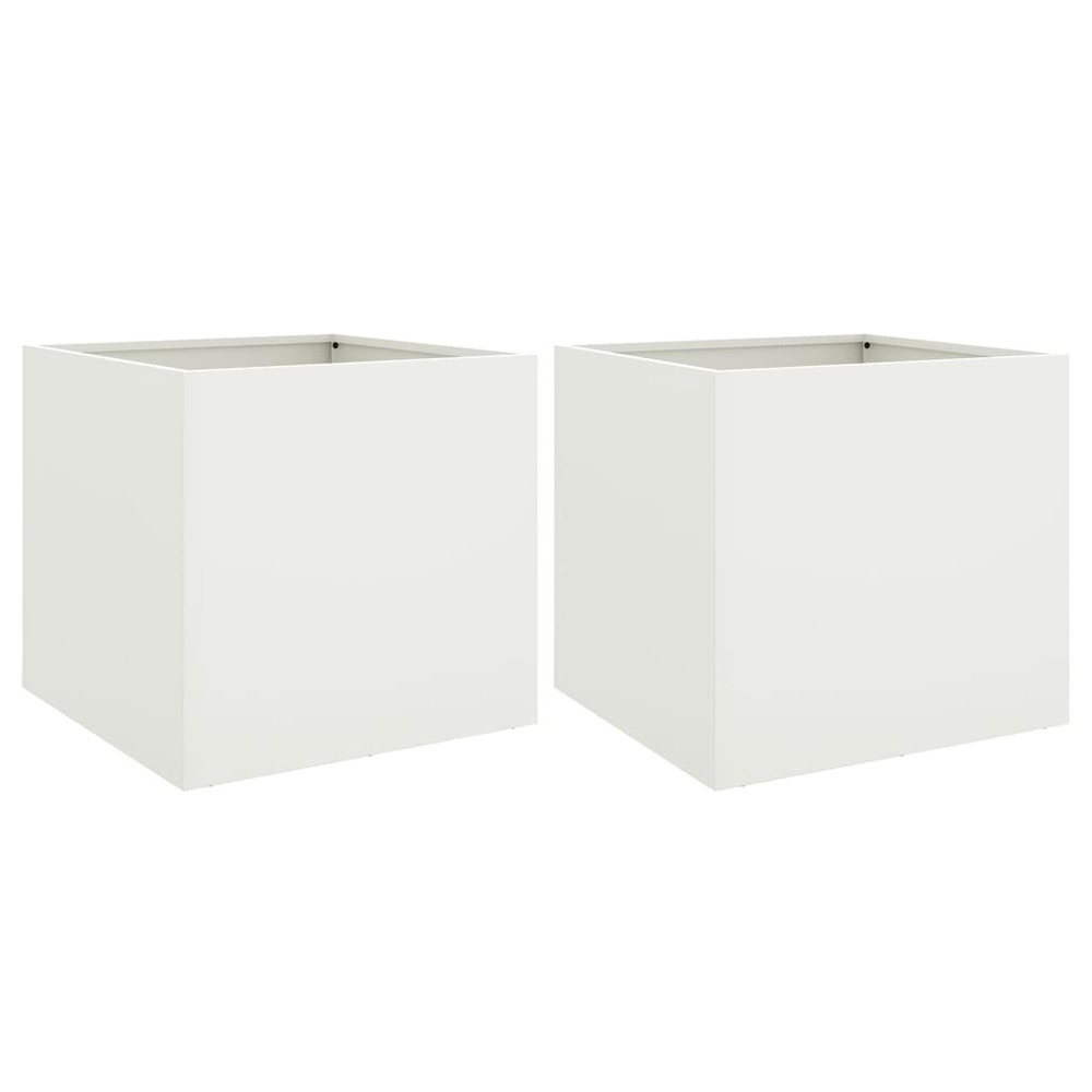 Jardinière bac lit surélevé plantes fleurs jardin terrasses lot de 2 42 x 40 x 39 cm acier blanc