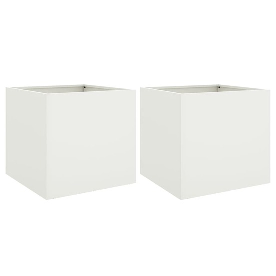 Jardinière bac lit surélevé plantes fleurs jardin terrasses lot de 2 42 x 40 x 39 cm acier blanc