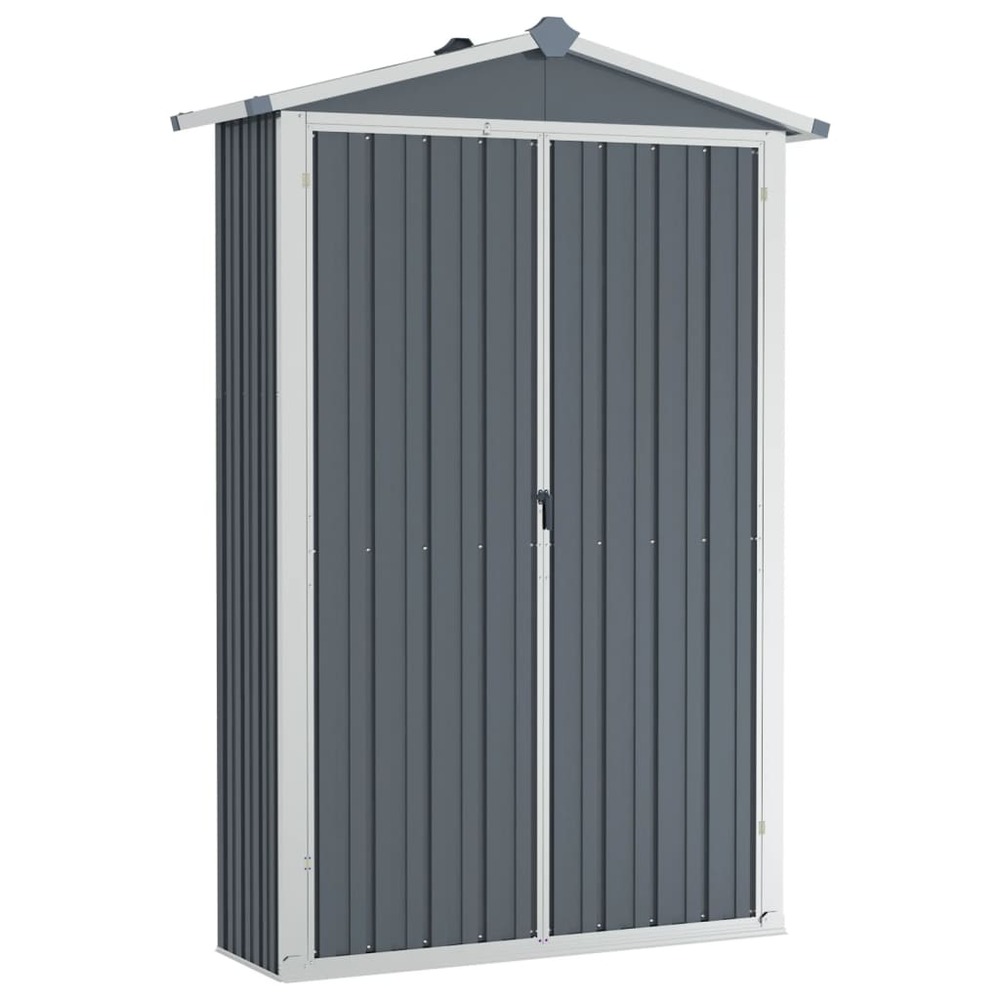 Abri de jardin cabane cabanon maison de stockage remise extérieur hangar outils robuste 116 x 45 x 175 cm acier galvanisé gri