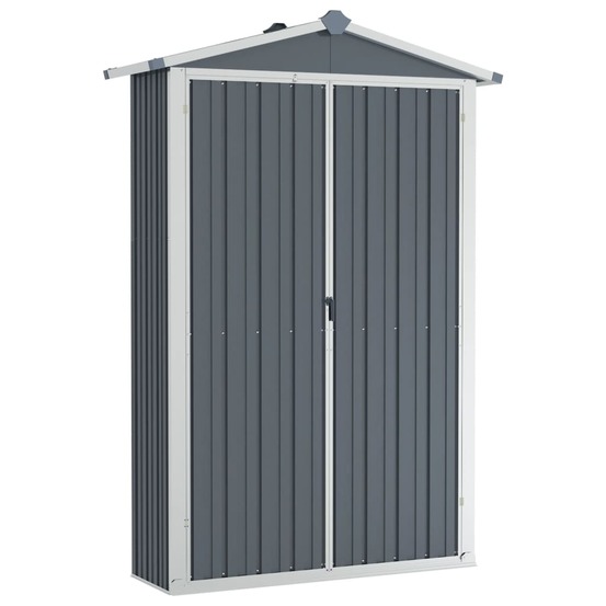 Abri de jardin cabane cabanon maison de stockage remise extérieur hangar outils robuste 116 x 45 x 175 cm acier galvanisé gri
