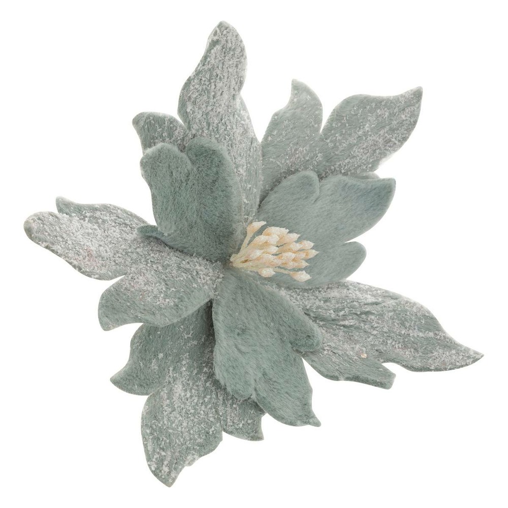Sujet poinsettia fourrure d.24cm gris