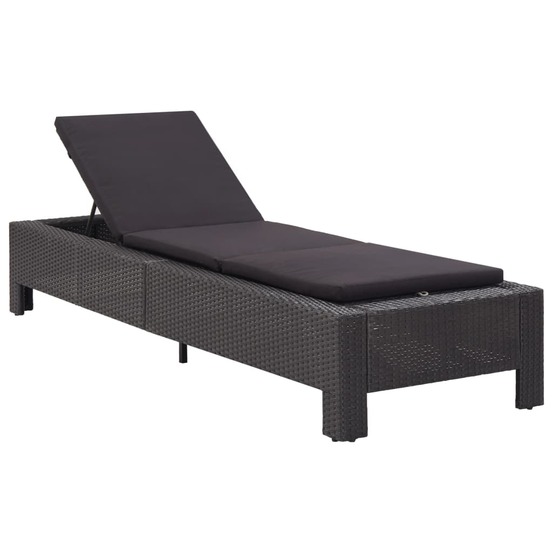 Transat chaise longue bain de soleil bain de soleil avec coussin résine tressée noir