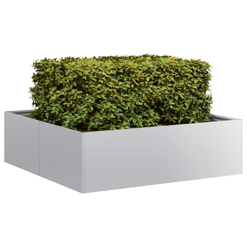 Grand potager carré acier galvanisé jardin argent 100x100x30 cm