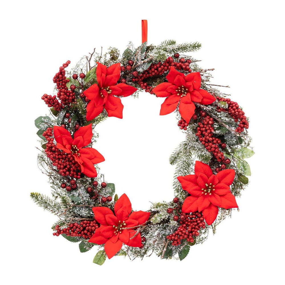 Couronne de noël poinsettia d50cm