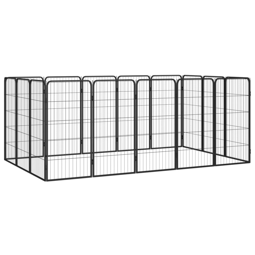 Parc pour chien 16panneaux noir 50x100cm acier enduit de poudre