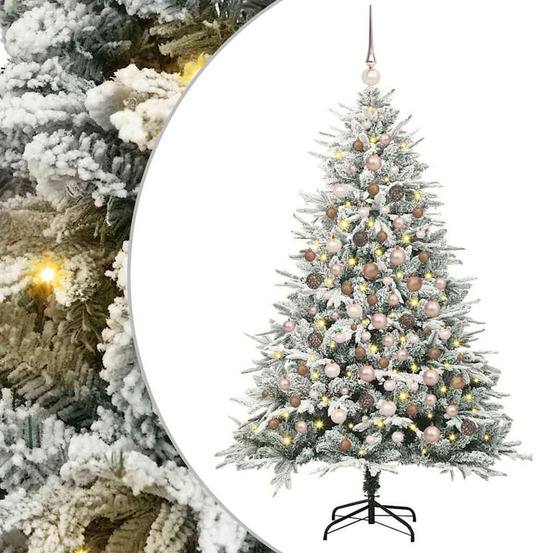 Sapin de noël artificiel pré-éclairé avec set de boules vert
