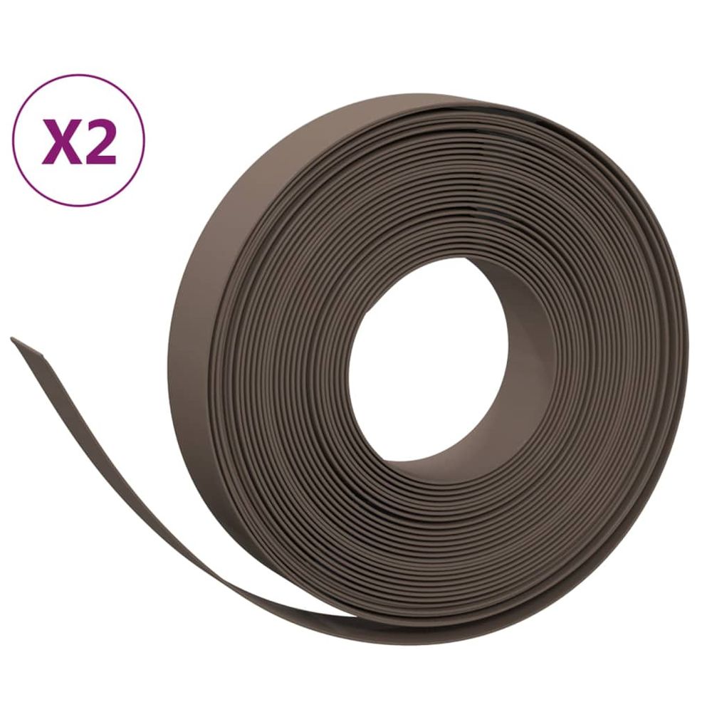 Bordures de jardin 2 pcs marron 10 m 10 cm polyéthylène