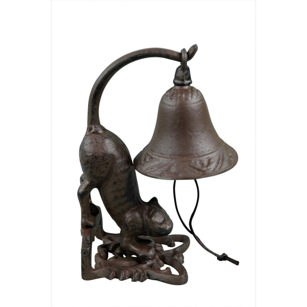 Cloche chat dos fonte fonte marron - décoration d'autrefois