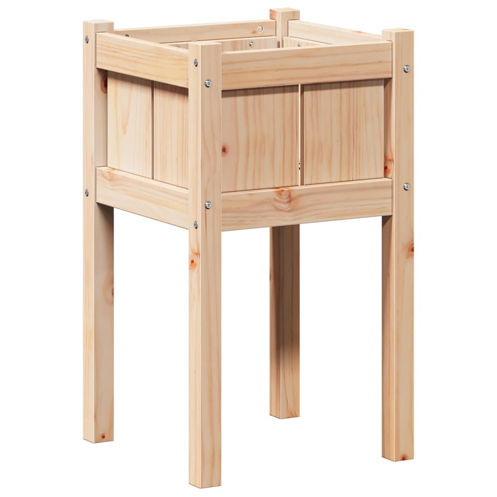 Cache-pot de jardin nature 40 x 40 x 70 cm bois de pin massif