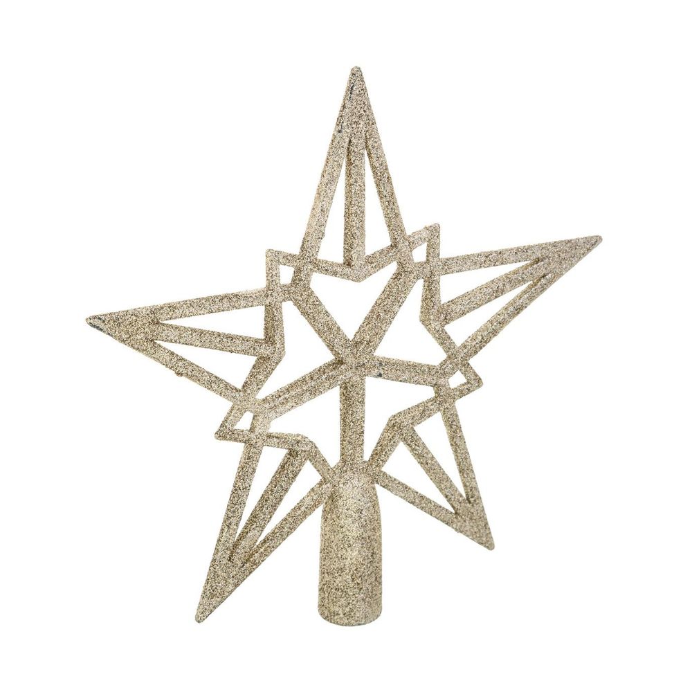 Déco sapin de noël cimier étoile or pailleté