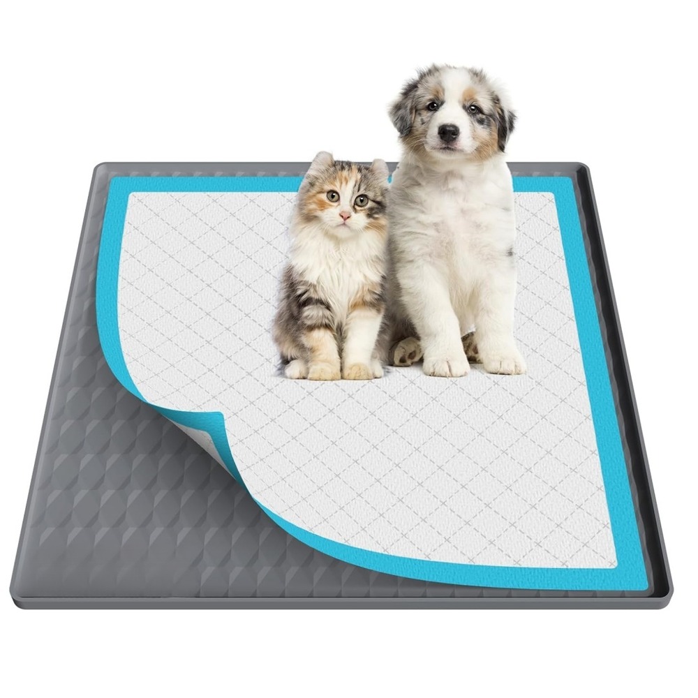 Tapis d'entraînement en silicone pour chiens et chats - 61 x 61 cm - anti - éclaboussures - livré avec quatre clips