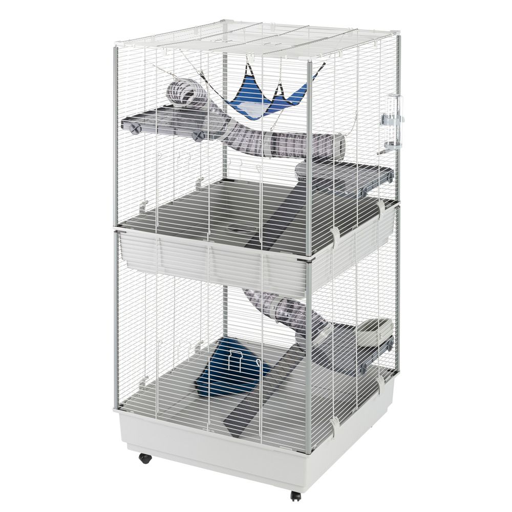 Ferplast cage pour fûrets furet tower, structure verticale sur plusieurs étages, roues et accessoires inclus, métal vernis gris et