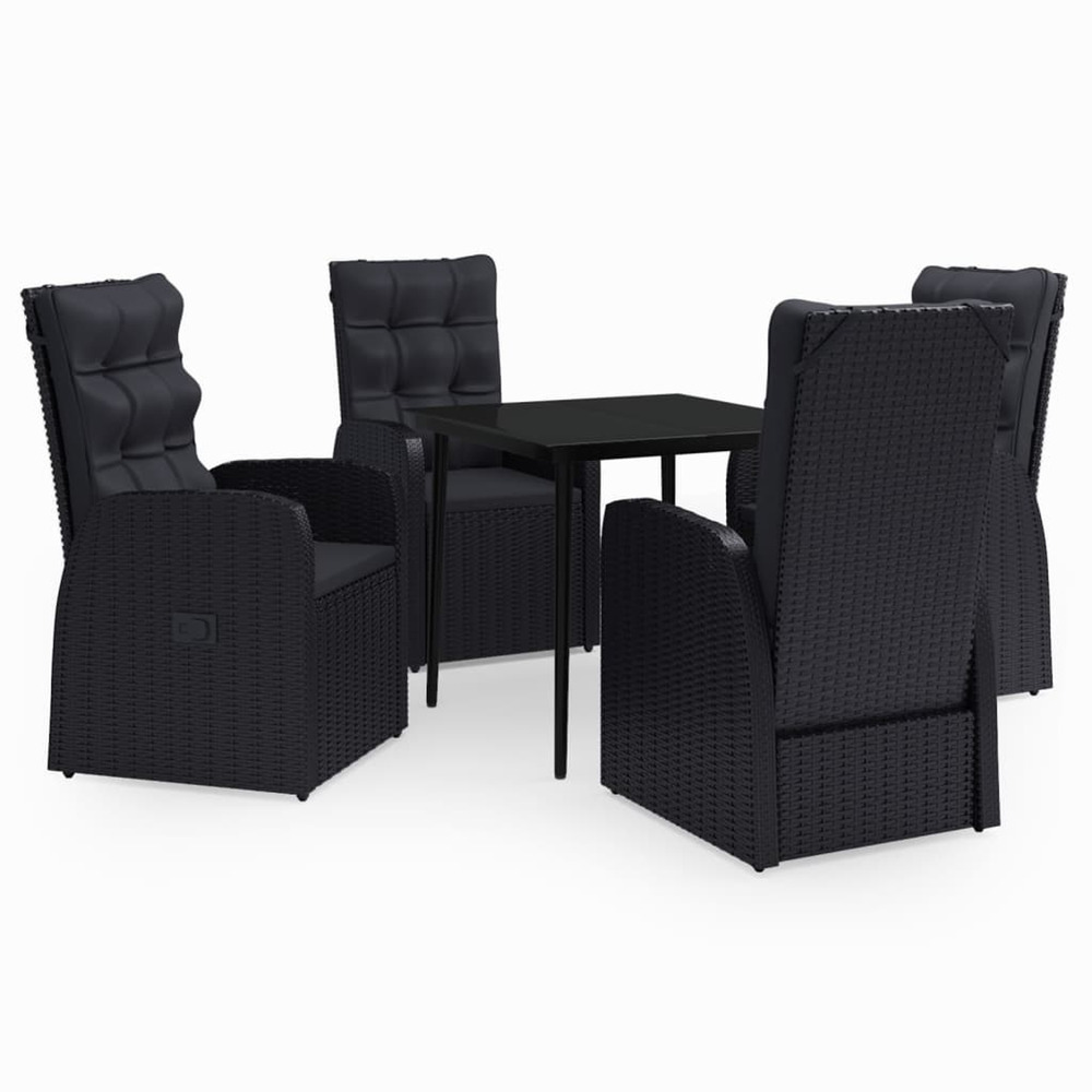 Ensemble à manger de jardin avec coussins 5 pcs noir