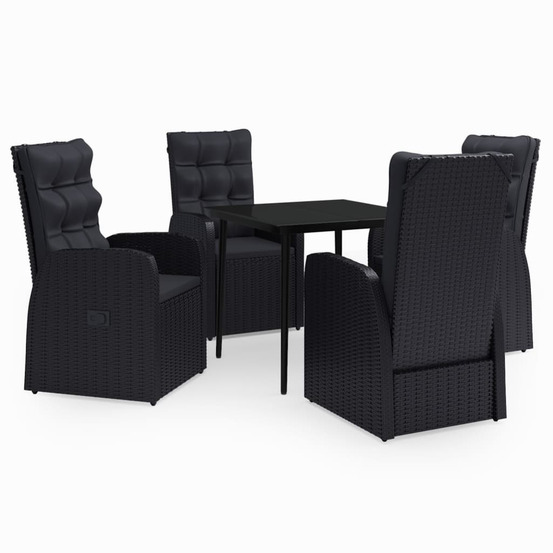 Ensemble à manger de jardin avec coussins 5 pcs noir