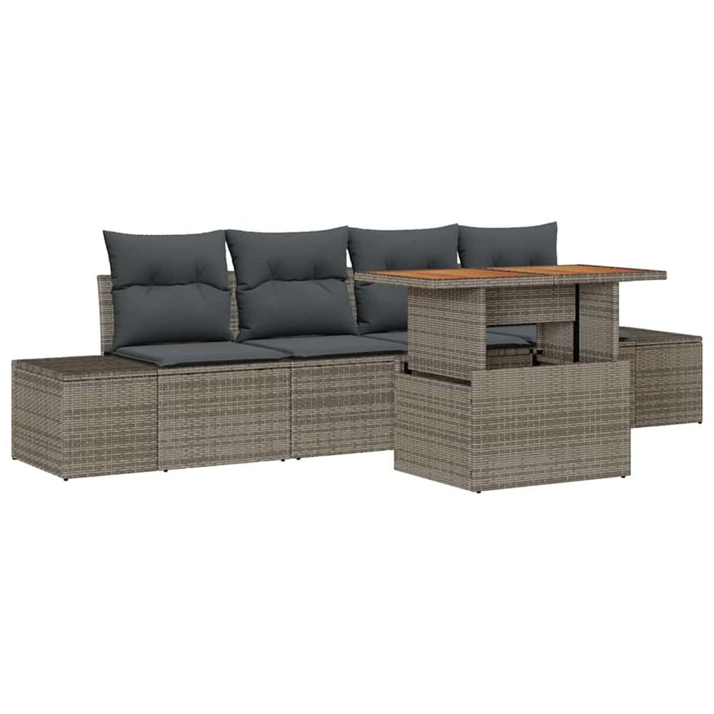 Ensemble de canapé de jardin 5 pc gris poly rotin