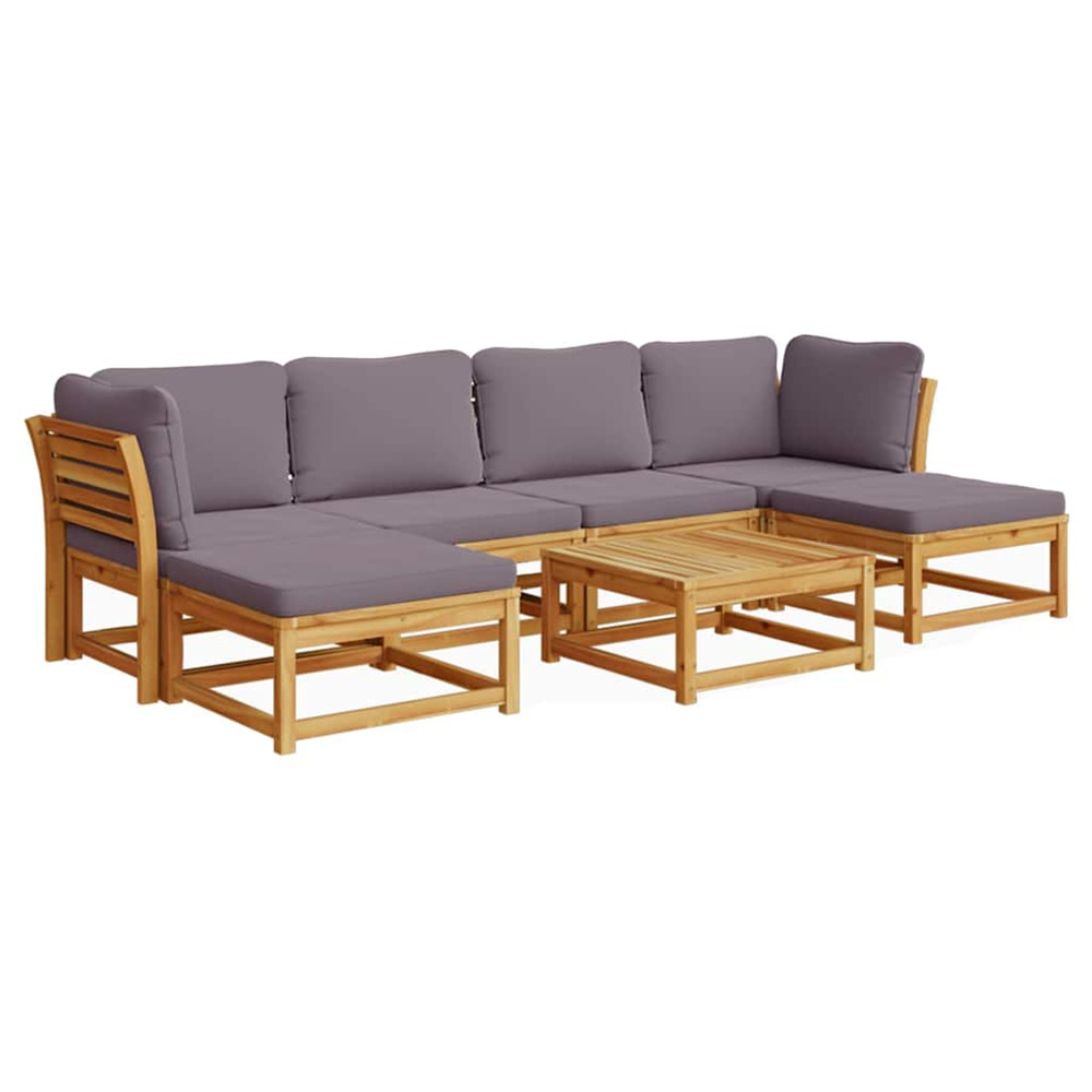 Salon de jardin avec coussins 7 pcs bois massif d'acacia