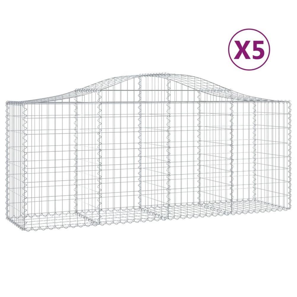 Paniers à gabions arqués 5 pcs 200x50x80/100 cm fer galvanisé