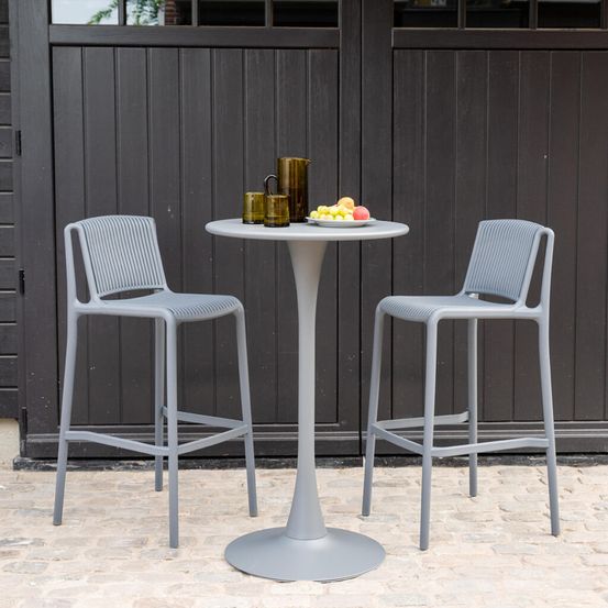 Ensemble haut de jardin en résine et acier 2p gris andrea