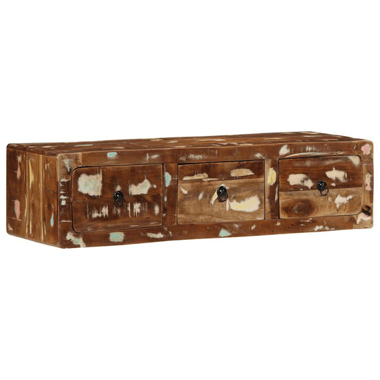 Meuble tv mural 100x32x25 cm bois massif de récupération