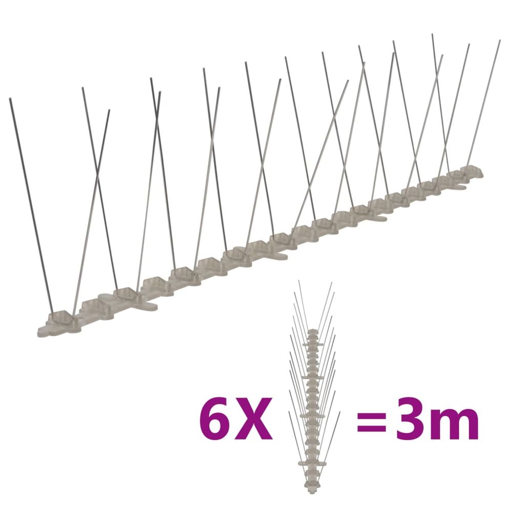 Ensemble de 6 pointes à 2 rangées contre oiseaux plastique 3 m