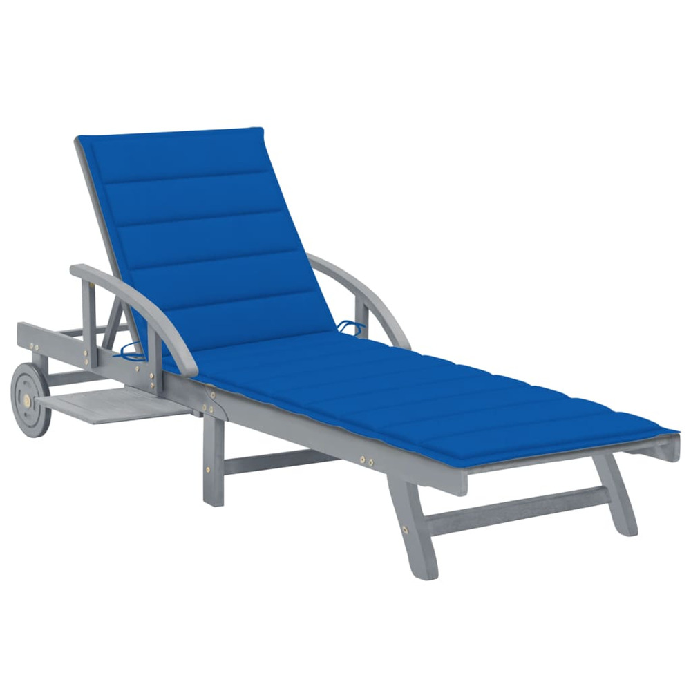 Chaise longue de jardin avec coussin bois d'acacia solide bain de soleil