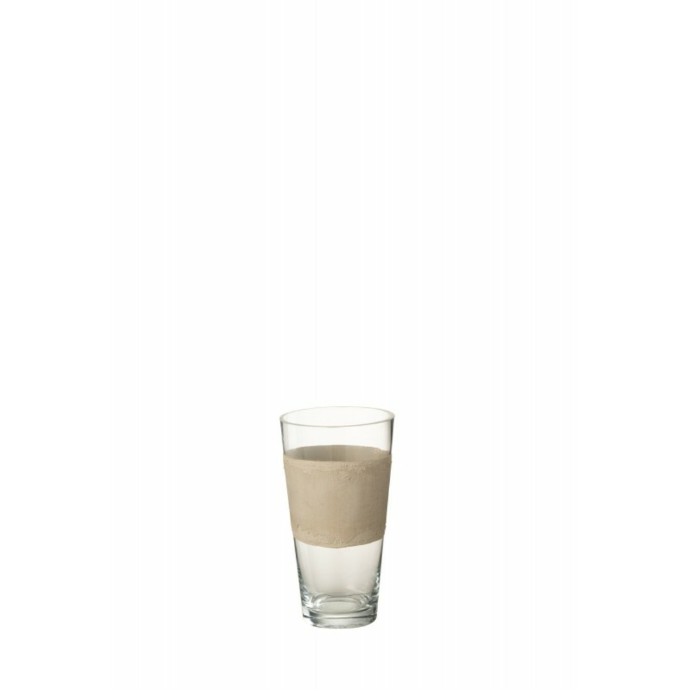 Vase avec ligne en verre beige 14x14x25 cm