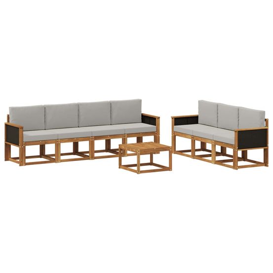 Ensemble de canapés d'extérieur 7 pc naturel et gris clair