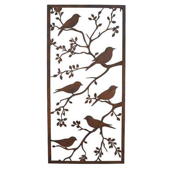 Cadre mural jardin branches oiseaux 48x2x98cm