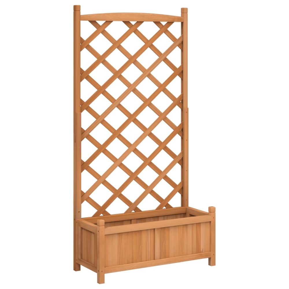 Jardinière d'extérieur avec treillis marron 75x35x150 cm bois massif de sapin
