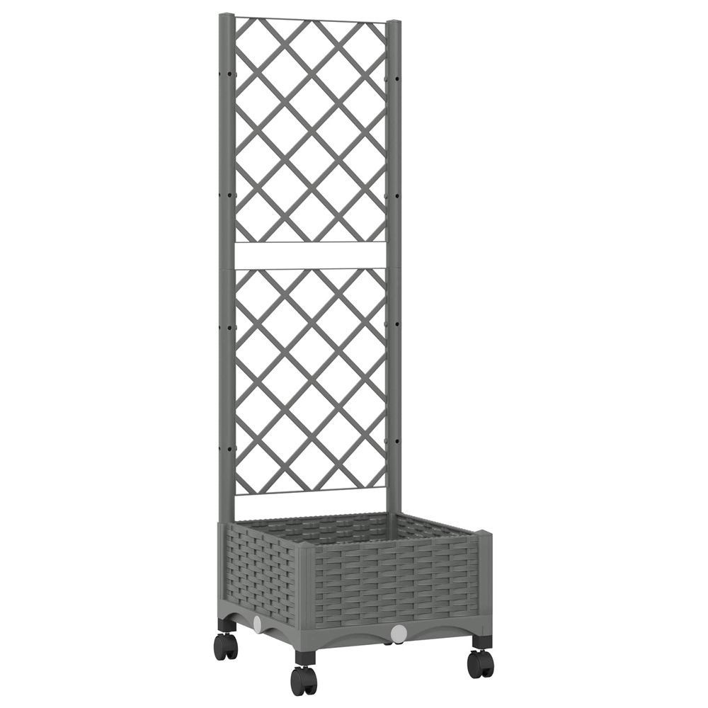 Bac de jardin avec treillis et roues gris clair pp