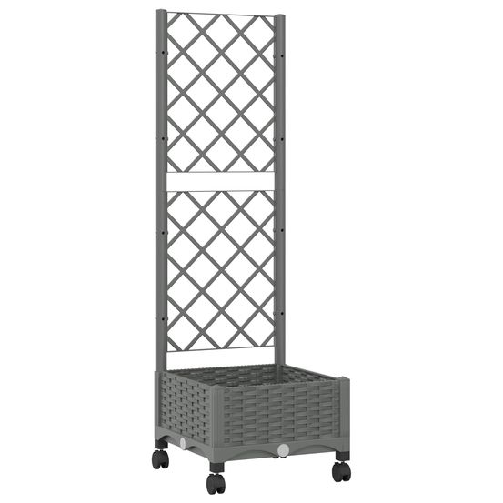 Bac de jardin avec treillis et roues gris clair pp