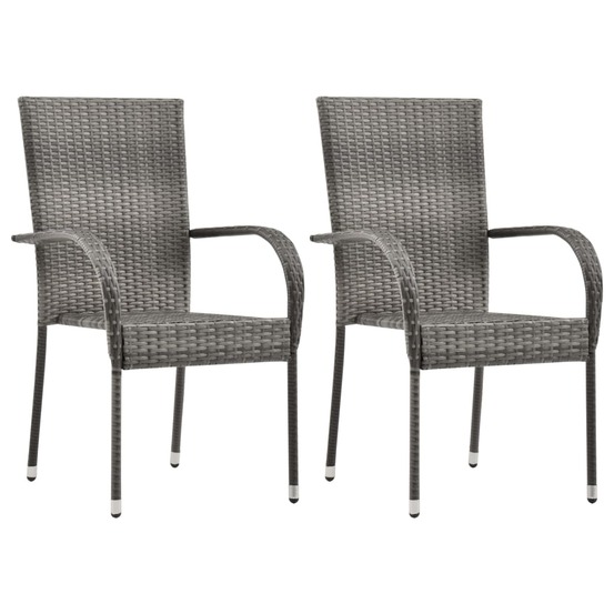 Ensemble à manger de jardin 3 pcs résine tressée gris