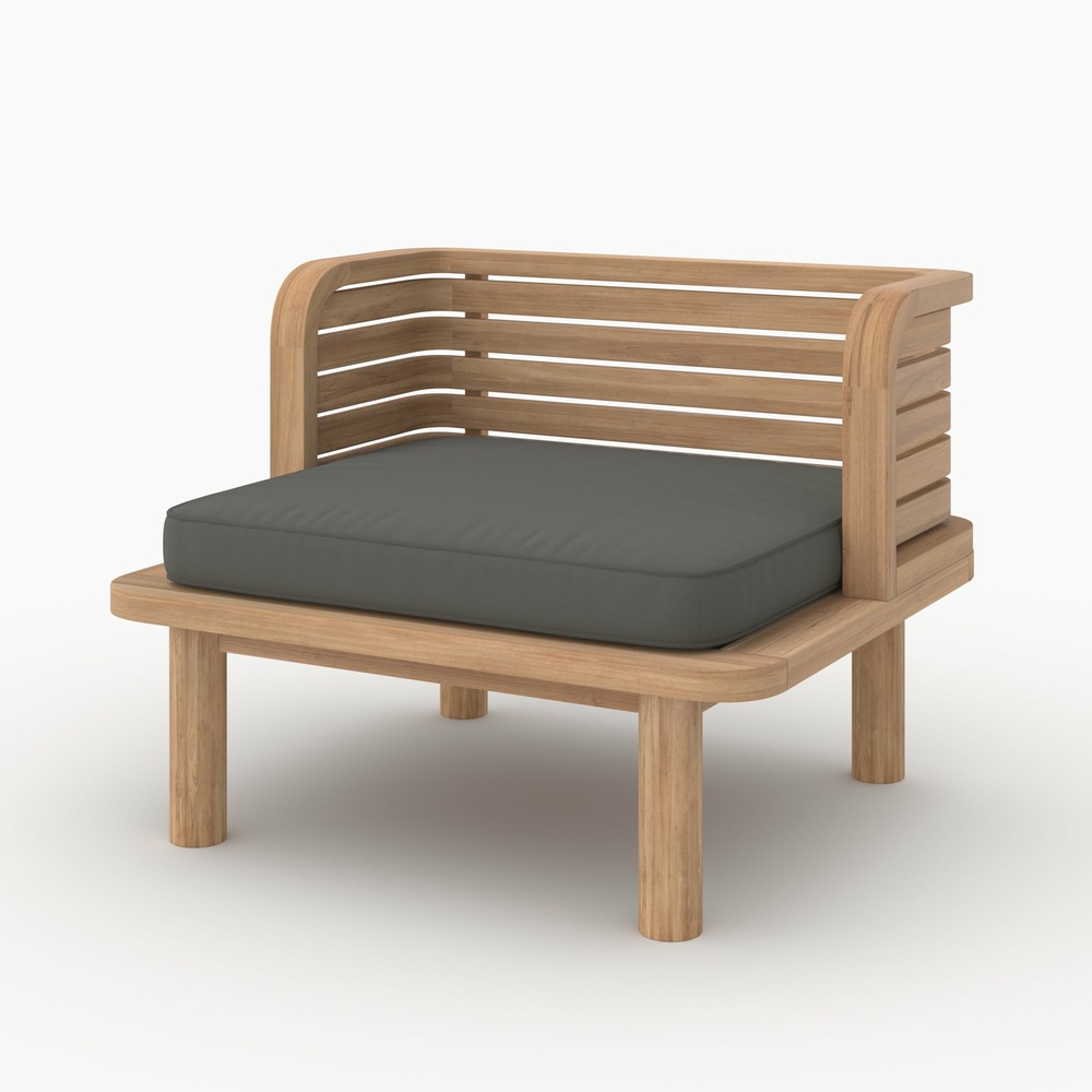 Kilda-fauteuil de jardin en teck massif et coussin gris