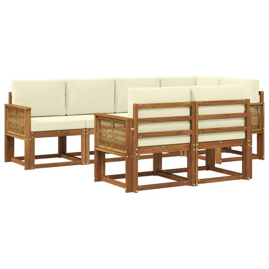 Ensemble de canapés d'extérieur 7 pc naturel et crème polyester