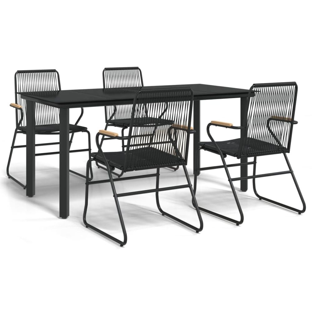 Ensemble à manger de jardin 5 pcs noir rotin pvc