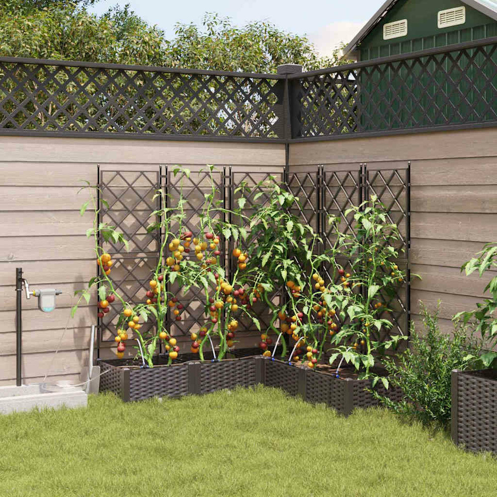 Cache-pot de jardin 5 pcs marron plastique