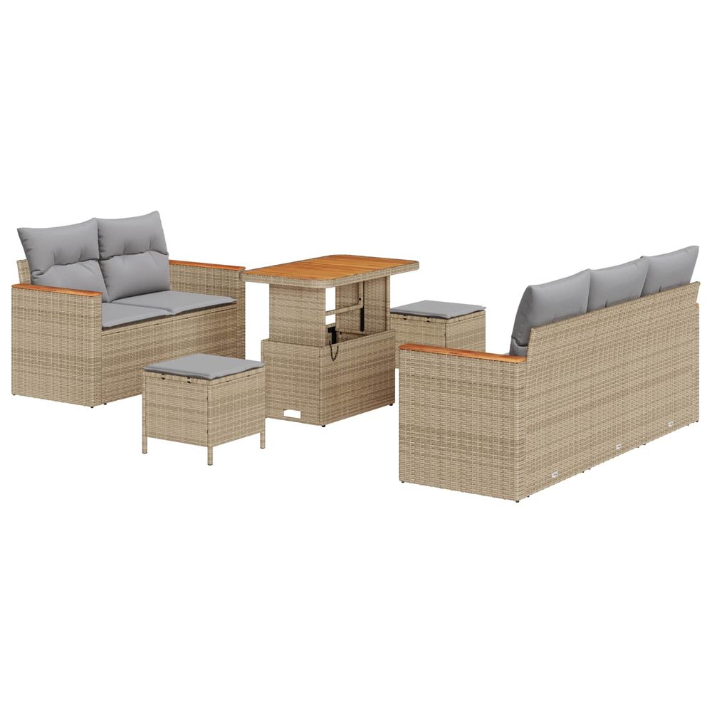 Ensemble de canapé de jardin 8 pc beige polyrotin
