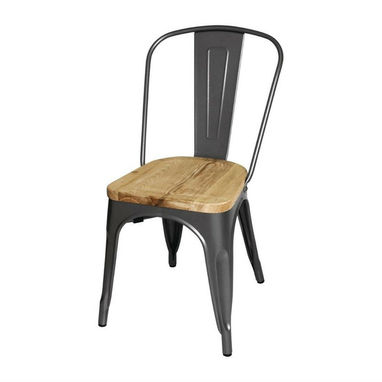 Chaises en acier avec assise en bois gris métallisé - lot de 4 - bolero