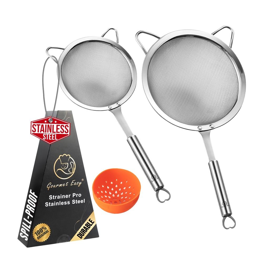 Set passoire maille fine inox grande passoire riz petite tamis farine avec égouttoir