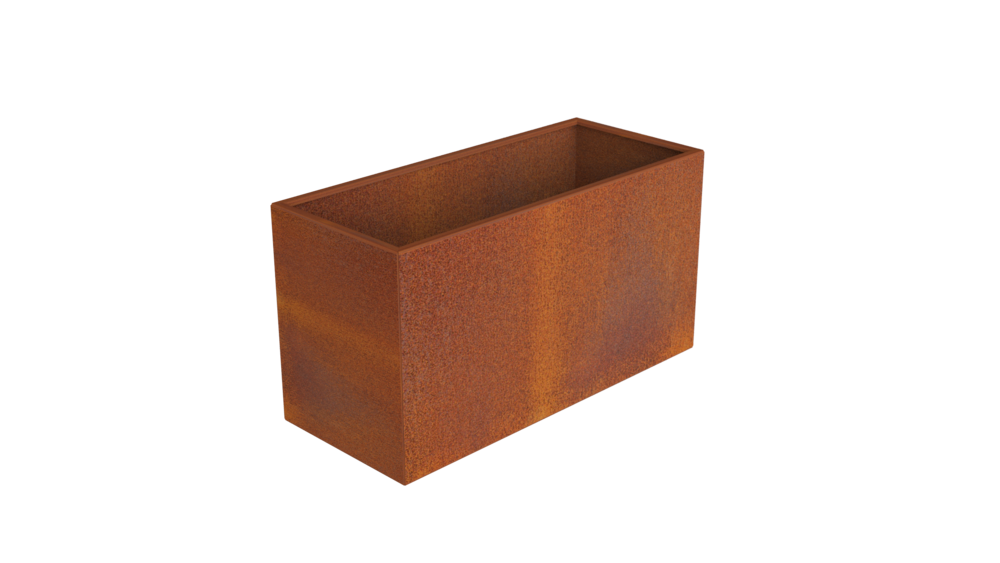 Jardinière bac à fleurs métal PREMIUM Ep 2mm acier corten 60x30x37,5cm