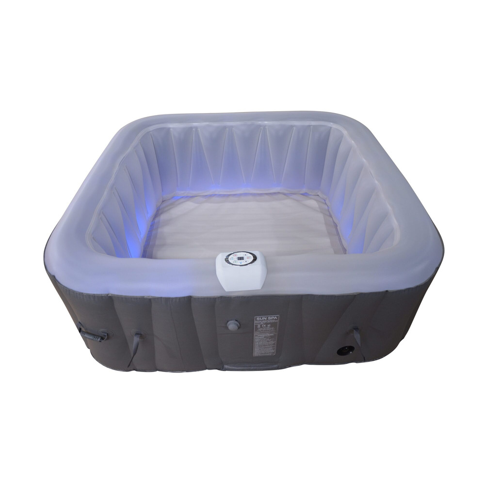 Spa gonflable 4 places carré - sunspa - bandeau led inclus - dimensions : 155 x 155 cm
