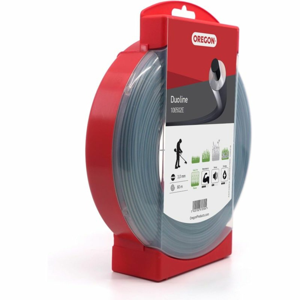 Fil débroussailleuse rond duoline transparent/noir ø3.0mm/60m oregon 106502e