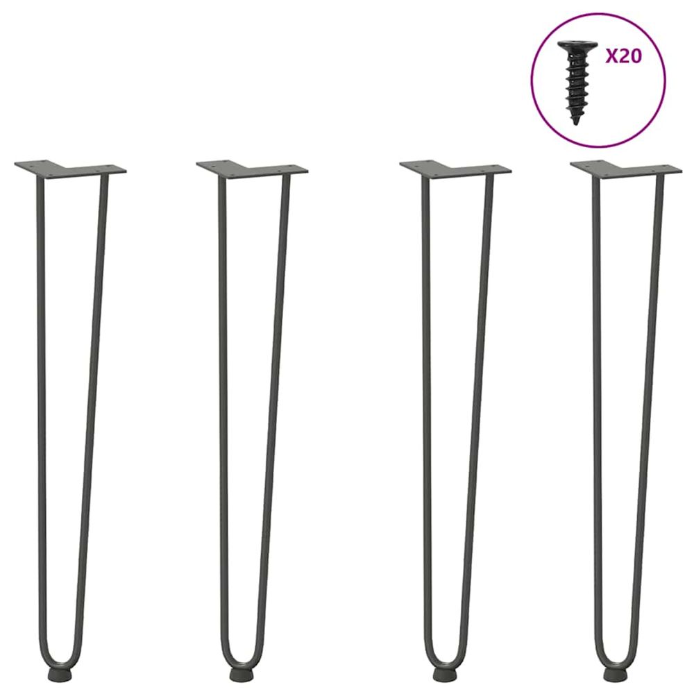 Pieds en épingle à cheveux pour consoles, lot de 4, anthracite, 72 cm, acier massif