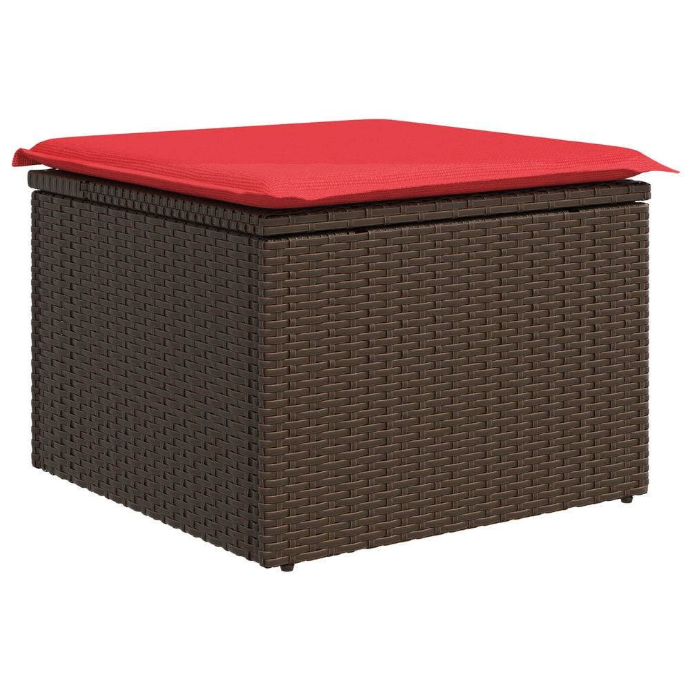 Tabouret de jardin marron 55 x 55 x 37 cm polyrotin