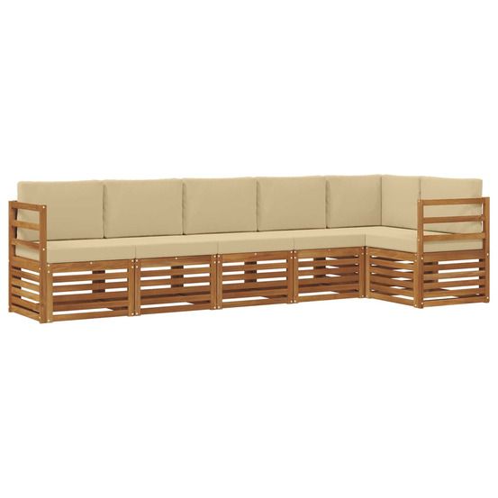 Ensemble de canapés d'extérieur 6 pc naturel et beige polyester