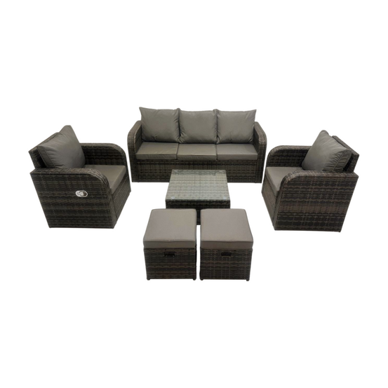 Ensembles de meubles de jardin canapés de terrasse avec chaise inclinable canapé 3 places 2 petits tabourets gris foncé mixte