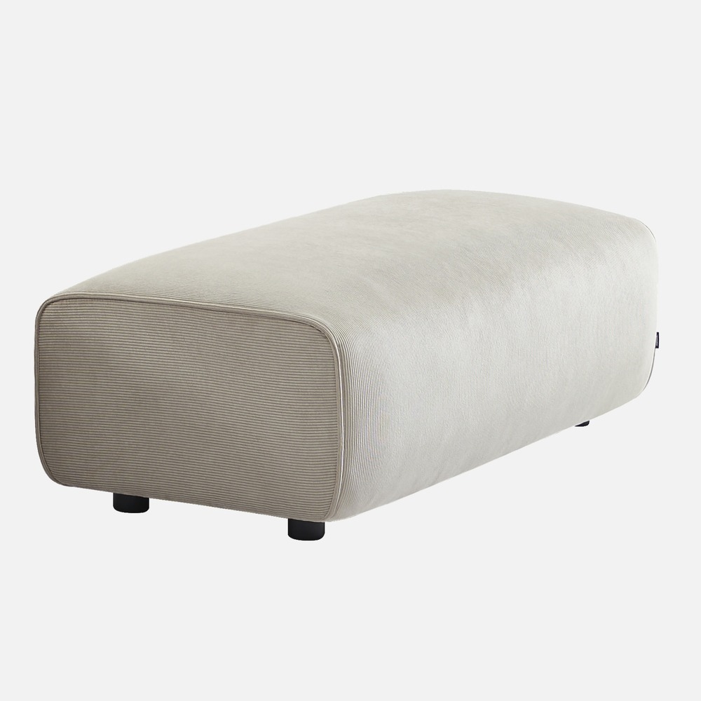 Pouf, module pour canapé, repose-pieds pour canapé d'angle 3 places en velours côtelé, l 123 x p 60 x h 41cm - wallas